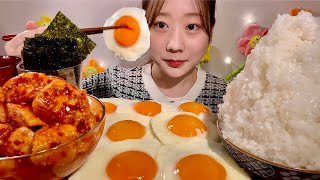 ASMR Fried Egg Kimchi Roasted Seaweed【Mukbang Eating Sounds】【English subtitles】 [upl. by Huggins]