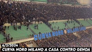 CURVA NORD MILANO A CASA CONTRO GENOA  Inter Milan vs Genoa 432024 [upl. by Aynnek]