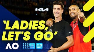 Nick Kyrgios message on behalf of Kokkinakis after Australian Open victory  Wide World of Sports [upl. by Shanon]