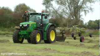 Silage 2012John Deere 6150R Raking The Grass [upl. by Shields529]