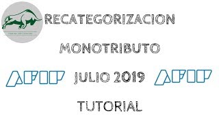 RECATEGORIZACION MONOTRIBUTO Julio 2019  Cómo recategorizarme AFIP Instructivo Paso a Paso [upl. by Auohc]