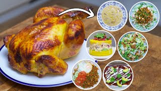 6 recetas usando pollo asado rápidas y fáciles [upl. by Aihsetel]