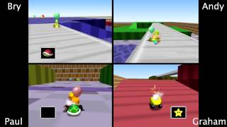 Mario Kart 64  Four Player Frenzy  Battle Mode [upl. by Aynatahs]