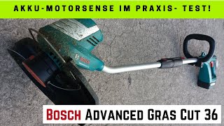 Bosch Advanced Grascut 36 AkkuMotorsense »PowerHärtetest»  Bosch Akku Rasentrimmer Praxistest [upl. by Maris]