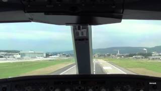 A330300 Cockpit Takeoff Runway 16 at Zürich Kloten [upl. by Tallou]