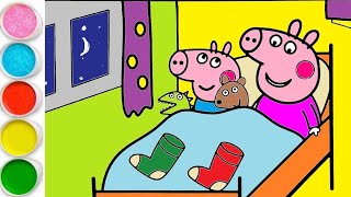 How to Draw and Color Peppa and George Wait to Santa 🎅🐷 🐷 Drawing for Kids [upl. by Hayouqes659]