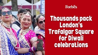 Thousands pack London’s Trafalgar Square for Diwali celebrations [upl. by Hammer]