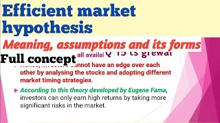 Efficient market theory or hypothesis in investment management  Weak Semi strong and strong [upl. by Taimi]