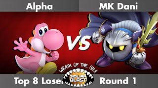 Sicilian Blast AlphaYoshi VS MKDaniMetaKnightTop8 LR1 [upl. by Ruckman]