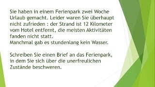 Beschwerdebrief über einen Urlaub  B2 schriftliche Prüfung [upl. by Ahsieni869]