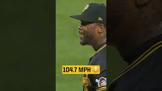 Manny Machado was left speechless by this Aroldis Chapman 1047 MPH fastball 😮 [upl. by Yennor]