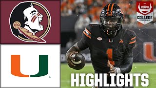 Florida State Seminoles vs Miami Hurricanes  Full Game Highlights  ESPN College Football [upl. by Fidole]