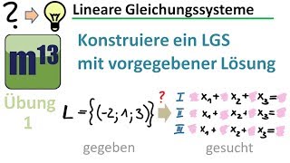 Lineares Gleichungssystem LGS mit vorgegebener Lösungsmenge aufstellen [upl. by Aerdnua467]