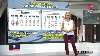 Estos serán los primeros feriados del 2021 [upl. by Ahsatak]