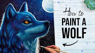 How to Paint a Wolf in Acrylics  Colorful Wolf Art Tutorial [upl. by Eadahc]