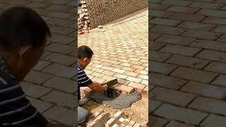 Courtyard red brick permeable ground paving process [upl. by Yensehc33]