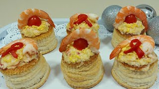 🎄 HOJALDRES RELLENOS DE ENSALADILLA RÁPIDA DE LANGOSTINOS 🥔🦐  BEATRIZ COCINA [upl. by Caty]