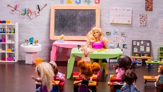 Back to school with Elsa amp Anna toddlers and teacher Barbie New class friends and fun [upl. by Remy]