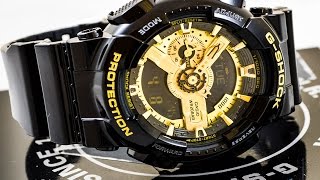 Casio GSHOCK GA110GB1A REVIEW  How To Set Time  LIGHT DISPLAY [upl. by Esme]