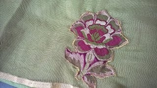 Hand embroidery designs  Applique work on net cloth [upl. by Aznecniv]