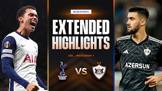 Tottenham vs Qarabağ FK Extended Highlights  UEL League Phase MD 1  CBS Sports Golazo  Europe [upl. by Atrebor]