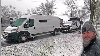 My First Time Winter Camping in a Van amp Truck Camper on the East Coast [upl. by Mariano]