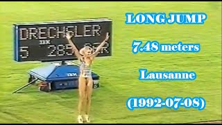 Heike Drechsler Germany LONG JUMP 748 meters Lausanne 19920708 [upl. by Wolfgang771]