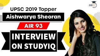 Aishwarya Sheoran Interview  UPSC 2019 AIR 93  From Miss India finalist to UPSC Topper UPSC IAS [upl. by Zeni]