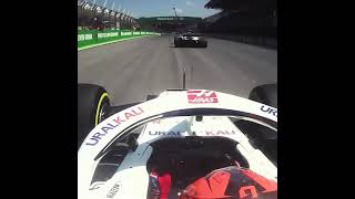 Brazil GP  Nikita mazepins great overtake on Mick Schumacher [upl. by Skippie]