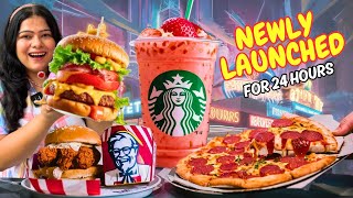 Trying NEW MENU of all the Fast Food For 24 Hours  Dominos 99 Rs Meal Pizza Hut Melts KFC Burger [upl. by Wiatt]