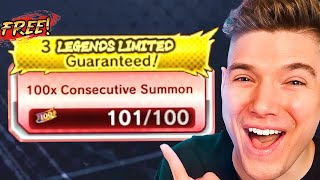 Free Legends Limited Guaranteed 100x Summon on Dragon Ball Legends [upl. by Letty]