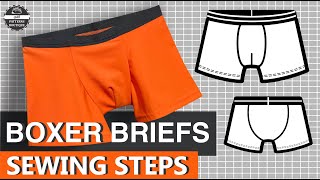 BOXER Briefs for Men DIY  Complete Sewing Steps  PDF Patterns Boutique Sew Along [upl. by Ennirak]