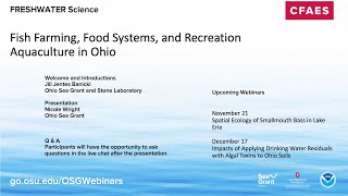 Freshwater Science Fish Farming Food Systems and Recreation Aquaculture in Ohio [upl. by Ynwat]