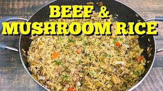 BEEF AND MUSHROOM RICE  Gluten Free Ground Beef Recipe [upl. by Pepita]