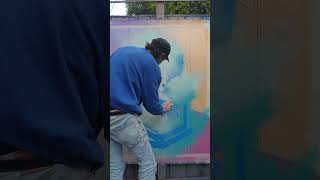 Isometric Construct Aerosol Paint on Canvas timelapse [upl. by Ainerbas]