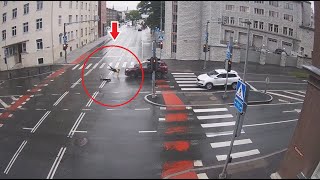 Electric scooter CRASH at crosswalk [upl. by Aibonez]