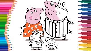 Peppa Pig  Świnka Peppa rodzina  Małych Rączek Kolorowanka dla Dzieci [upl. by Anaili61]