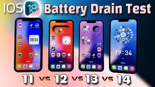 IOS 18 iPhone 11 vs 12 vs 13 vs 14 Battery Drain Life Test  PUBG  TikTok  YouTube 2024 [upl. by Barclay]