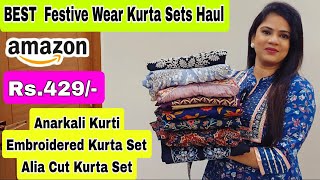 💛Festive Wear Amazon Kurta Set Haul  429💛 AnarakliAliaEmbroidered Kurta Sets💛 Rajni Style Tips [upl. by Oiliruam758]