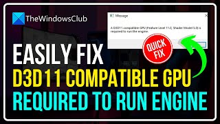 A D3D11 Compatible GPU is Required to Run the Engine FIXED [upl. by Dusa]