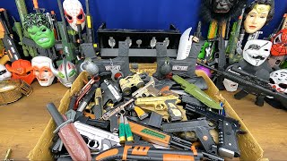 Box of Different Weapons and Pistols  Knife and Ammunition Equipment ak47 Shotgun Tec9 Uzi Guns [upl. by Ossy]