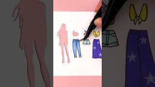 DIY Relooking 👗 Glissez pour changer sa tenue 💖 art drawing creative [upl. by Frendel582]