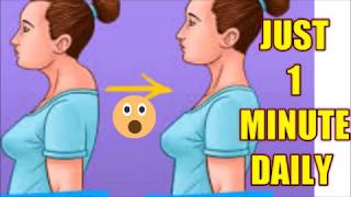 HOW TO REDUCE DOUBLE CHIN FAST  GET RID OF ROUNDED UPPER BACK  NECK FAT IN JUST 1 MIN [upl. by Nimajnab]