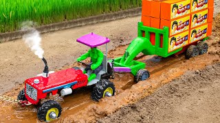 diy tractor making heavy loading rickshaw new technology science project  truck stuck in mud [upl. by Isadore]