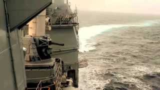 LIVE FIRE Ticonderogaclass guidedmissile cruiser [upl. by Nnaeirual961]