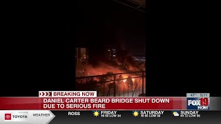 Massive fire closes I471 bridge both sides of highway [upl. by Ethelda]