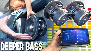 DEEPER BASS w 2 10quot Subwoofers Installing NEW Car Audio Head Unit  How To Set Speaker Crossovers [upl. by Einahteb]