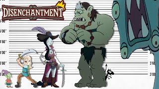 Comparación del tamaño del desencanto  Personajes más grandes del desencanto  Video satisfactorio [upl. by Yasnyl196]