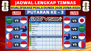 CATAT Jadwal Lengkap Timnas Indonesia di Kualifikasi Piala Dunia 2026 Ronde 3 [upl. by Airrehs]