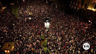 Thousands protest in Georgia to denounce election they say was rigged  VOA News [upl. by Alakim41]